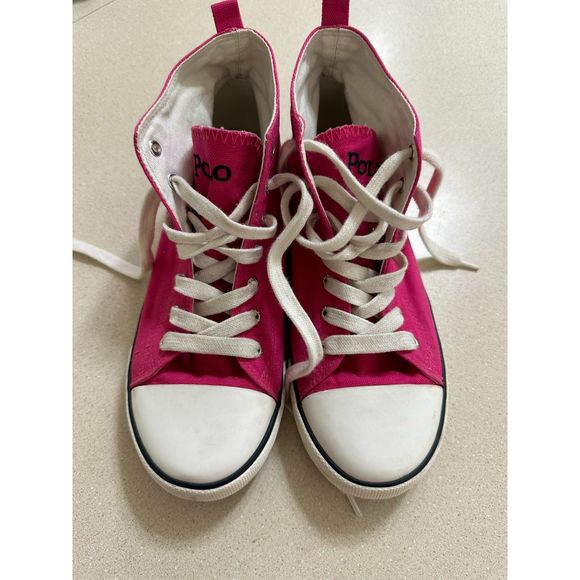 Polo Ralph Lauren Pink High Top Sneakers, Size 6 - Picture 2 of 7